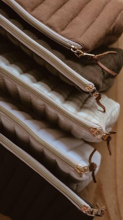 Khaki green Tall Zipper Bag | Toiletry Bag | Mini Nappy Bag, Makeup & Travel Pouch with Inner Pocket | Winter Forest Collection