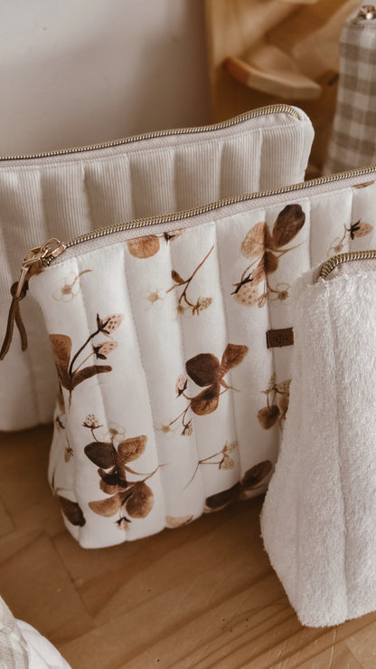 Strawberry knit Tall Zipper Bag | Toiletry Bag | Mini Nappy Bag, Makeup & Travel Pouch with Inner Pocket | Winter Forest Collection