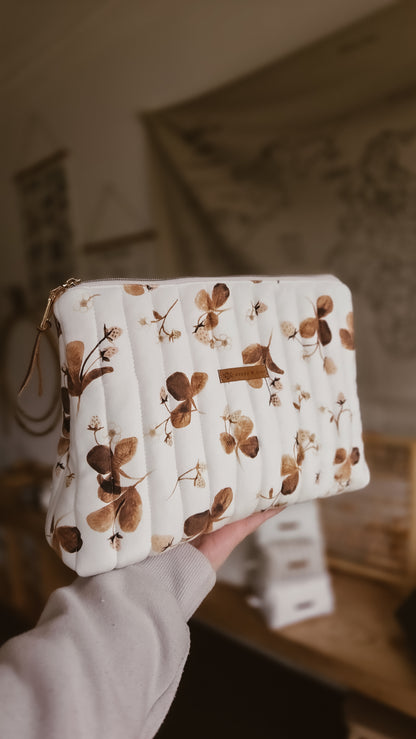 Strawberry knit Tall Zipper Bag | Toiletry Bag | Mini Nappy Bag, Makeup & Travel Pouch with Inner Pocket | Winter Forest Collection