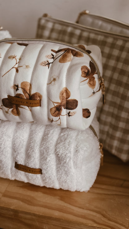 Strawberry knit Boxy Zipper Bag – Mini Nappy Bag, Makeup & Travel Pouch with Inner Pocket | Winter Forest Collection
