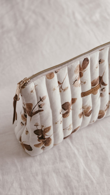 Strawberry knit Tall Zipper Bag | Toiletry Bag | Mini Nappy Bag, Makeup & Travel Pouch with Inner Pocket | Winter Forest Collection