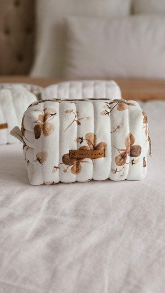 Strawberry knit Boxy Zipper Bag – Mini Nappy Bag, Makeup & Travel Pouch with Inner Pocket | Winter Forest Collection