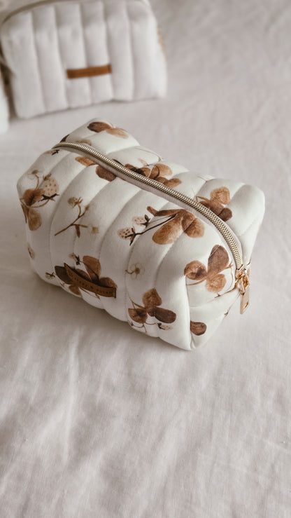 Strawberry knit Boxy Zipper Bag – Mini Nappy Bag, Makeup & Travel Pouch with Inner Pocket | Winter Forest Collection