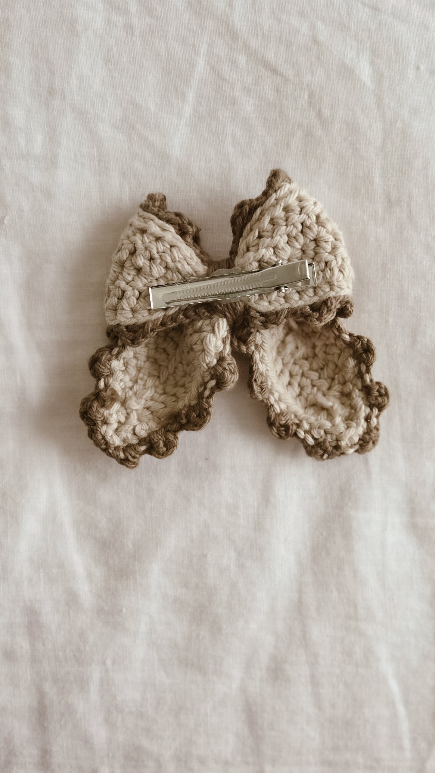 Handmade Crochet Hair bow clip | small | Winter Forest Collection