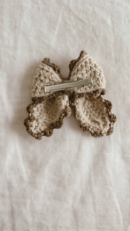 Handmade Crochet Hair bow clip | small | Winter Forest Collection