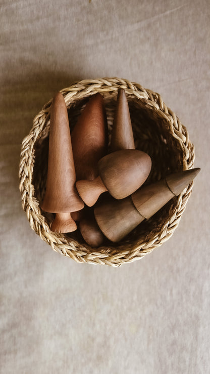 Hand Turned Wooden Tree Set | Natural European Beech Waldorf Toys | Winter Forest Collection