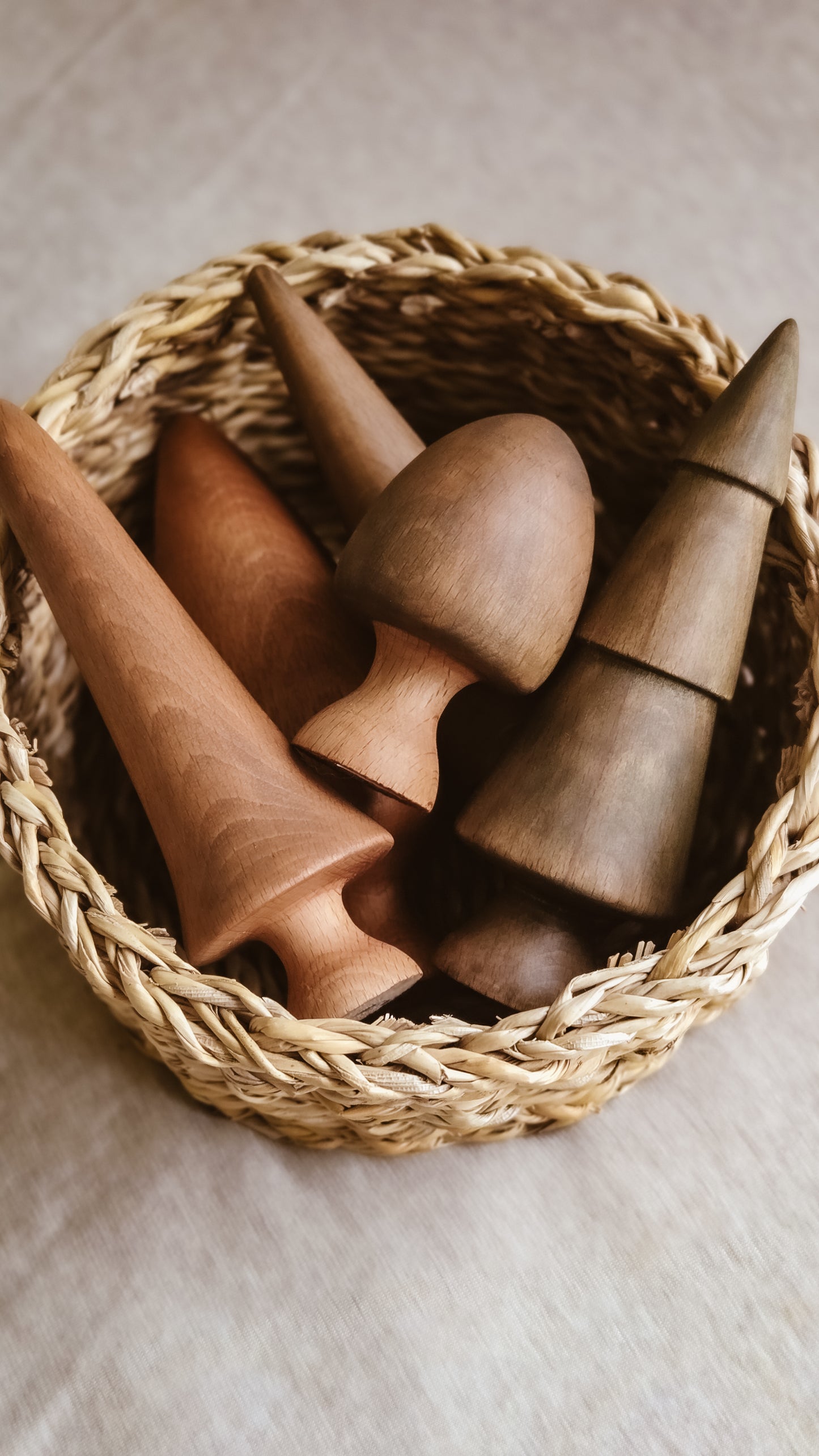 Hand Turned Wooden Tree Set | Natural European Beech Waldorf Toys | Winter Forest Collection