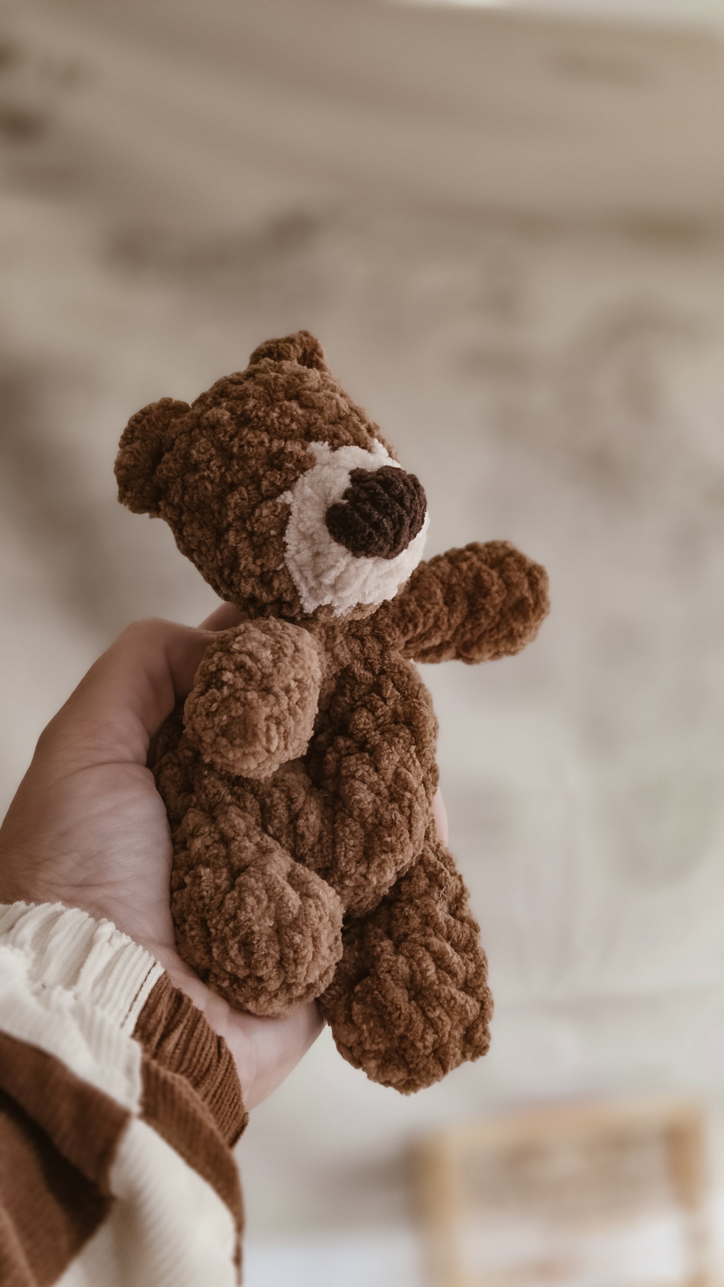 Handmade Crochet mini teddy bear plushie | Coffee & Cream Collection