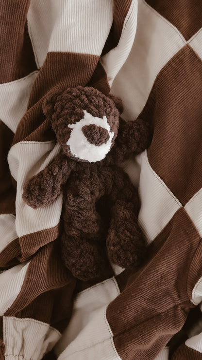 Handmade Crochet dark mini teddy bear plushie | Coffee & Cream Collection