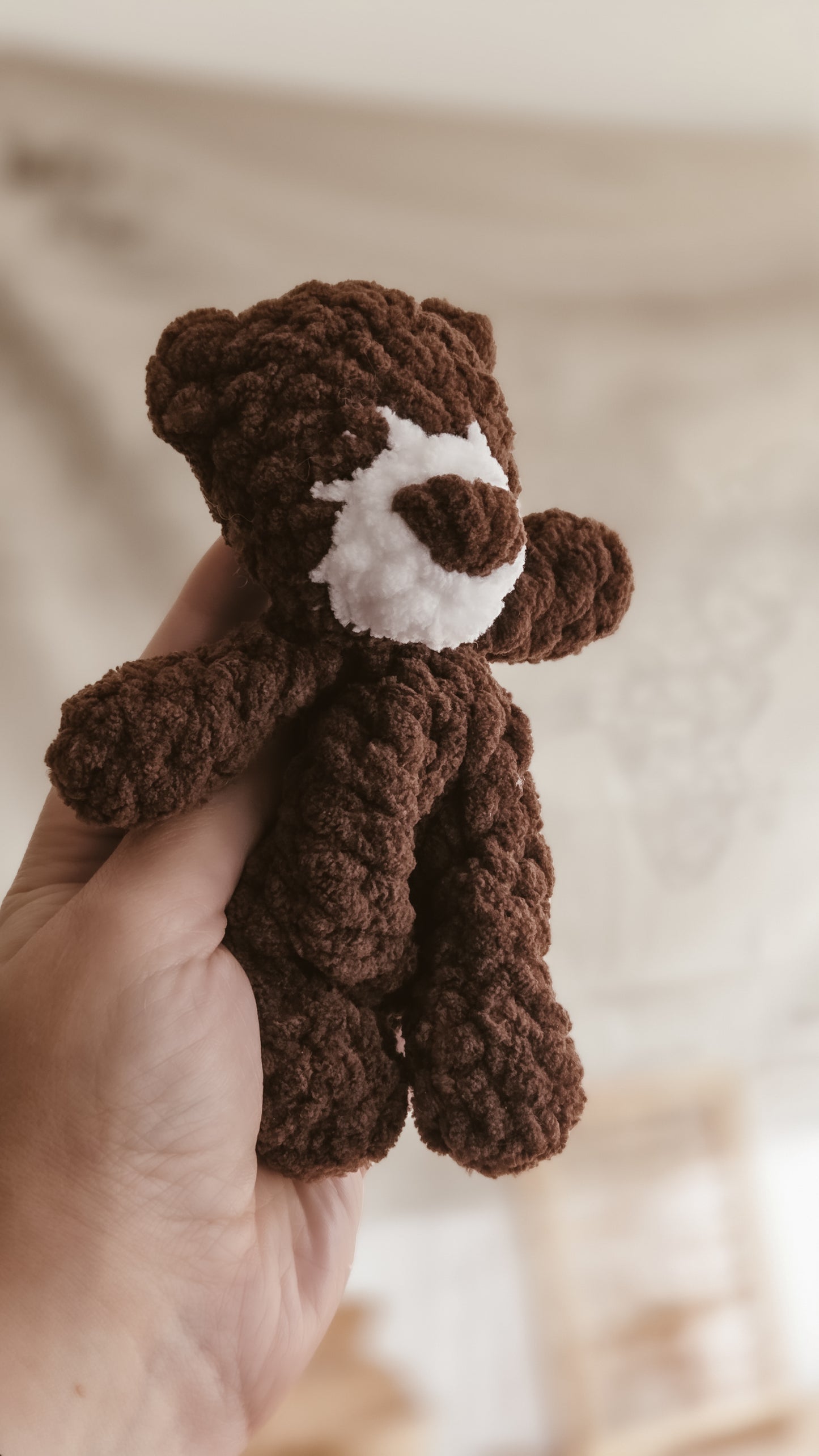 Handmade Crochet dark mini teddy bear plushie | Coffee & Cream Collection