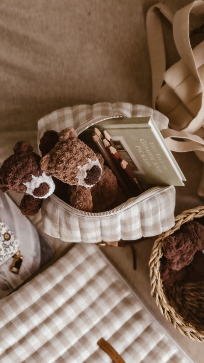 Handmade Crochet dark mini teddy bear plushie | Coffee & Cream Collection