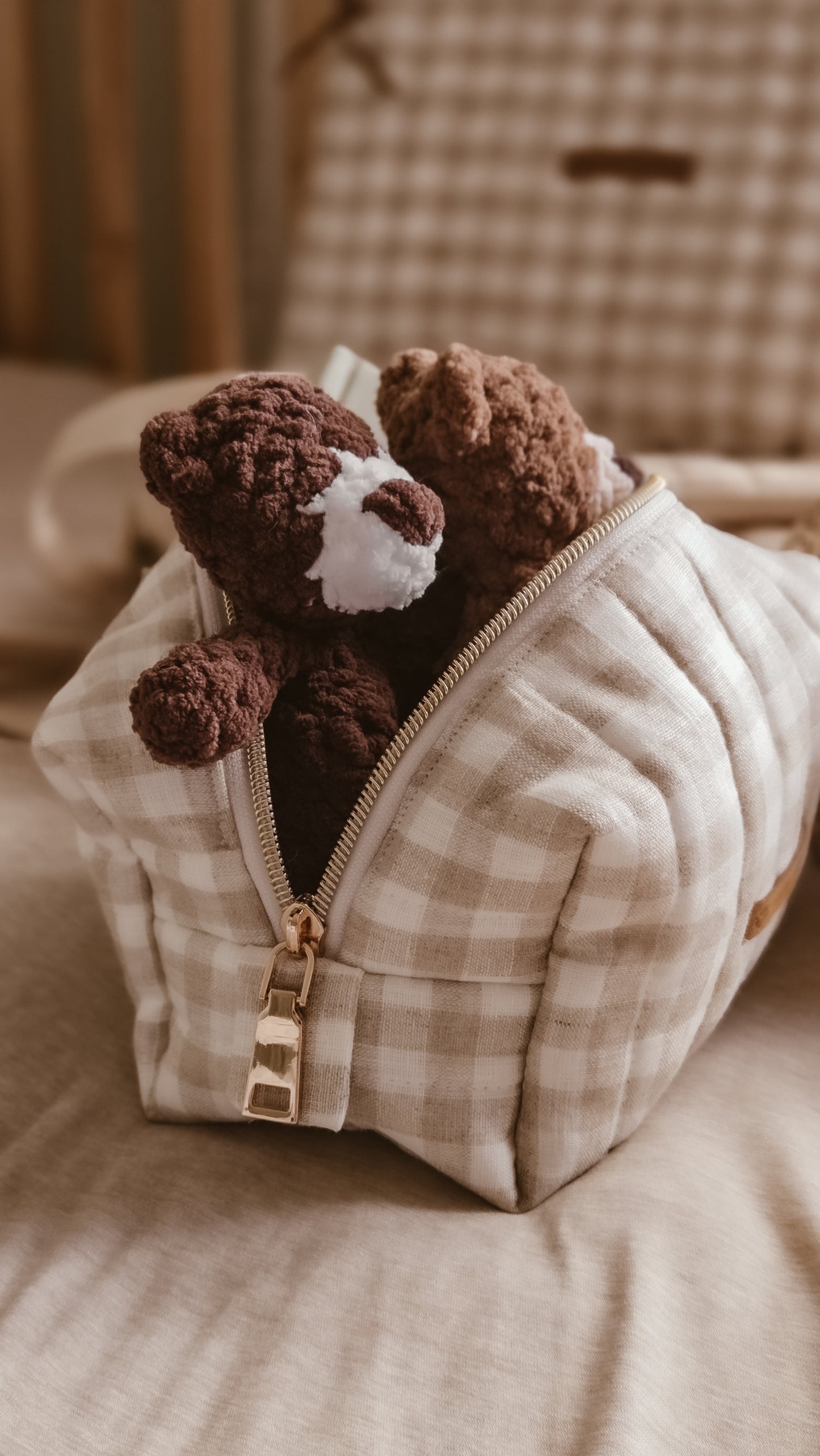 Handmade Crochet dark mini teddy bear plushie | Coffee & Cream Collection
