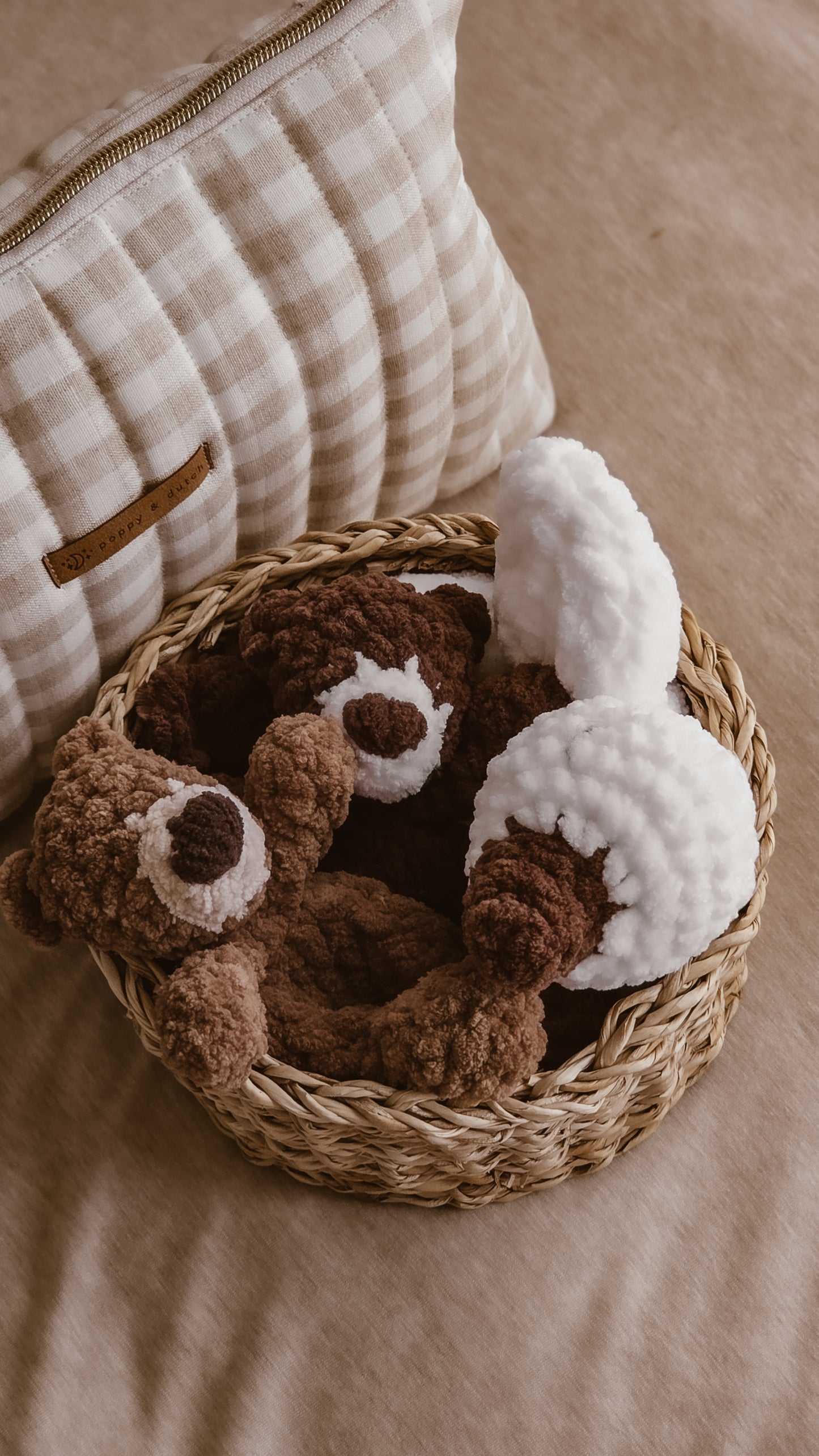 Handmade Crochet dark mini teddy bear plushie | Coffee & Cream Collection