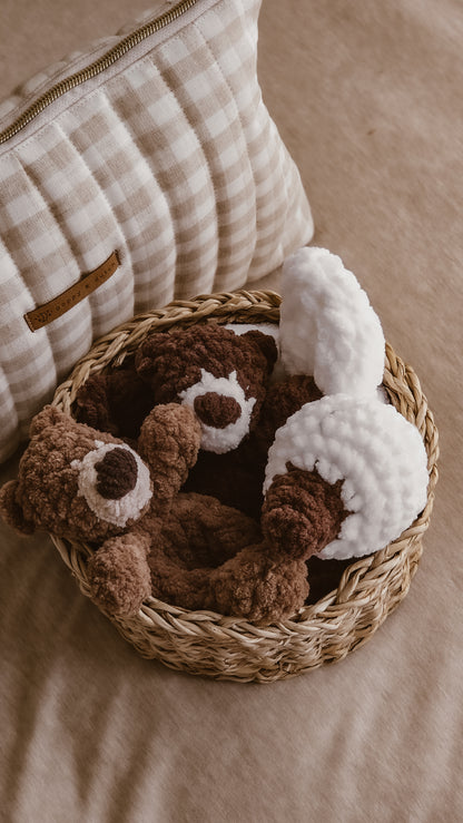 Handmade Crochet dark mini teddy bear plushie | Coffee & Cream Collection