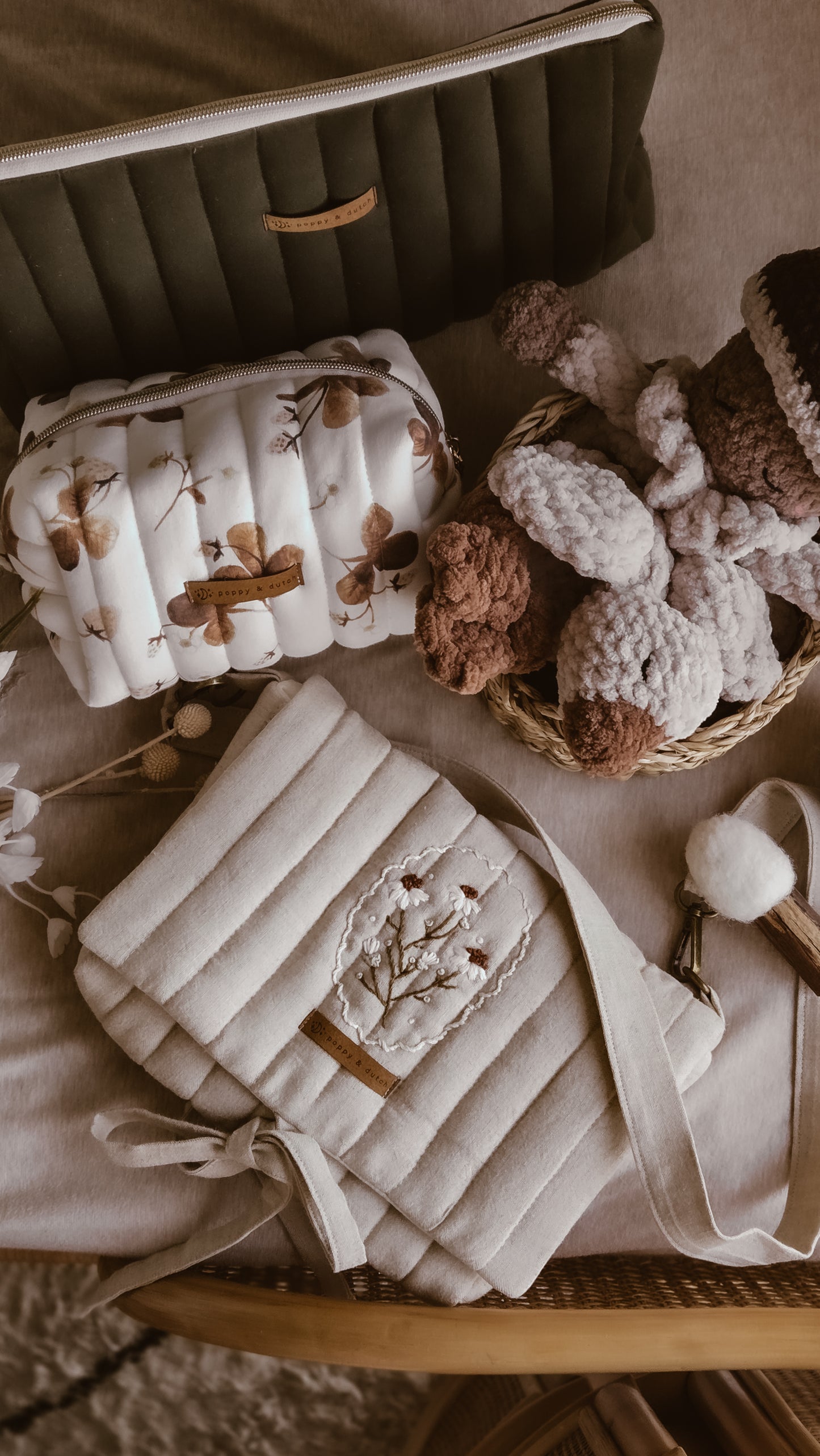 Beige Handmade Crochet Goose Knotted Lovey | Coffee & Cream Collection