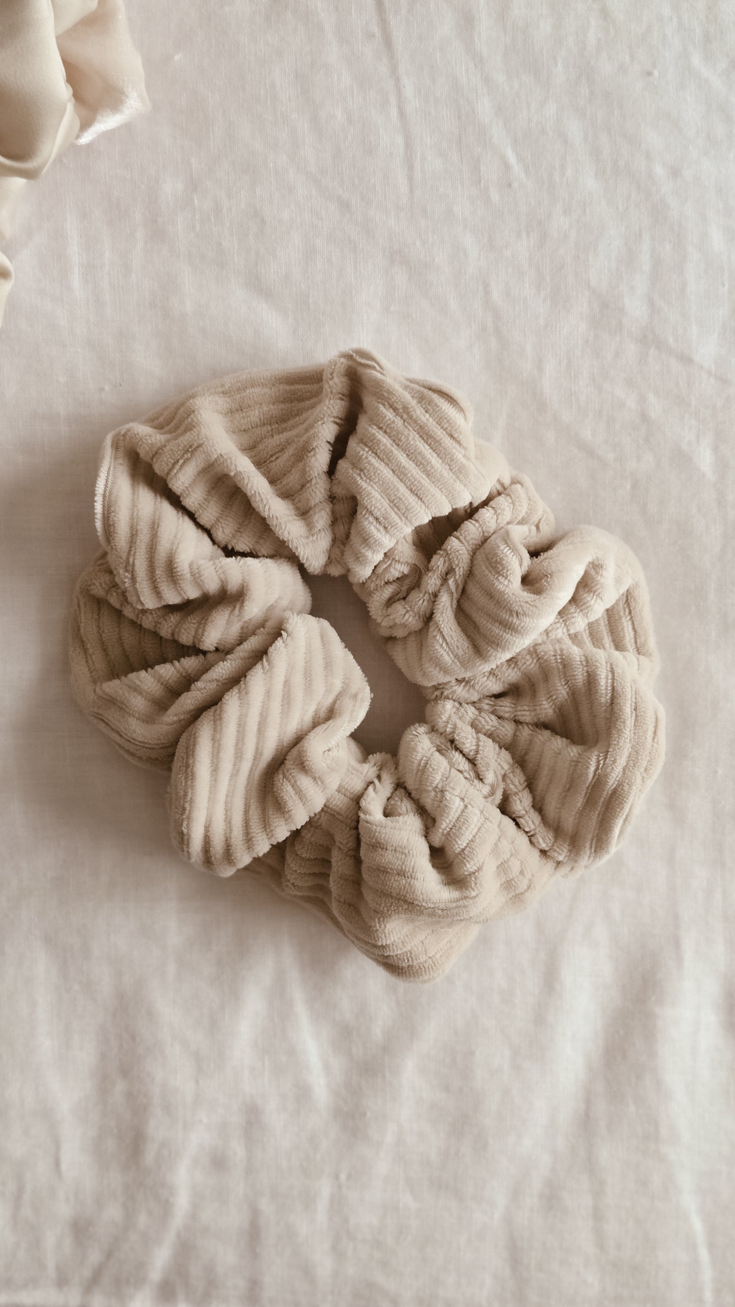 XLarge Handmade Scrunchie | Beige velour knit | Coffee & Cream collection