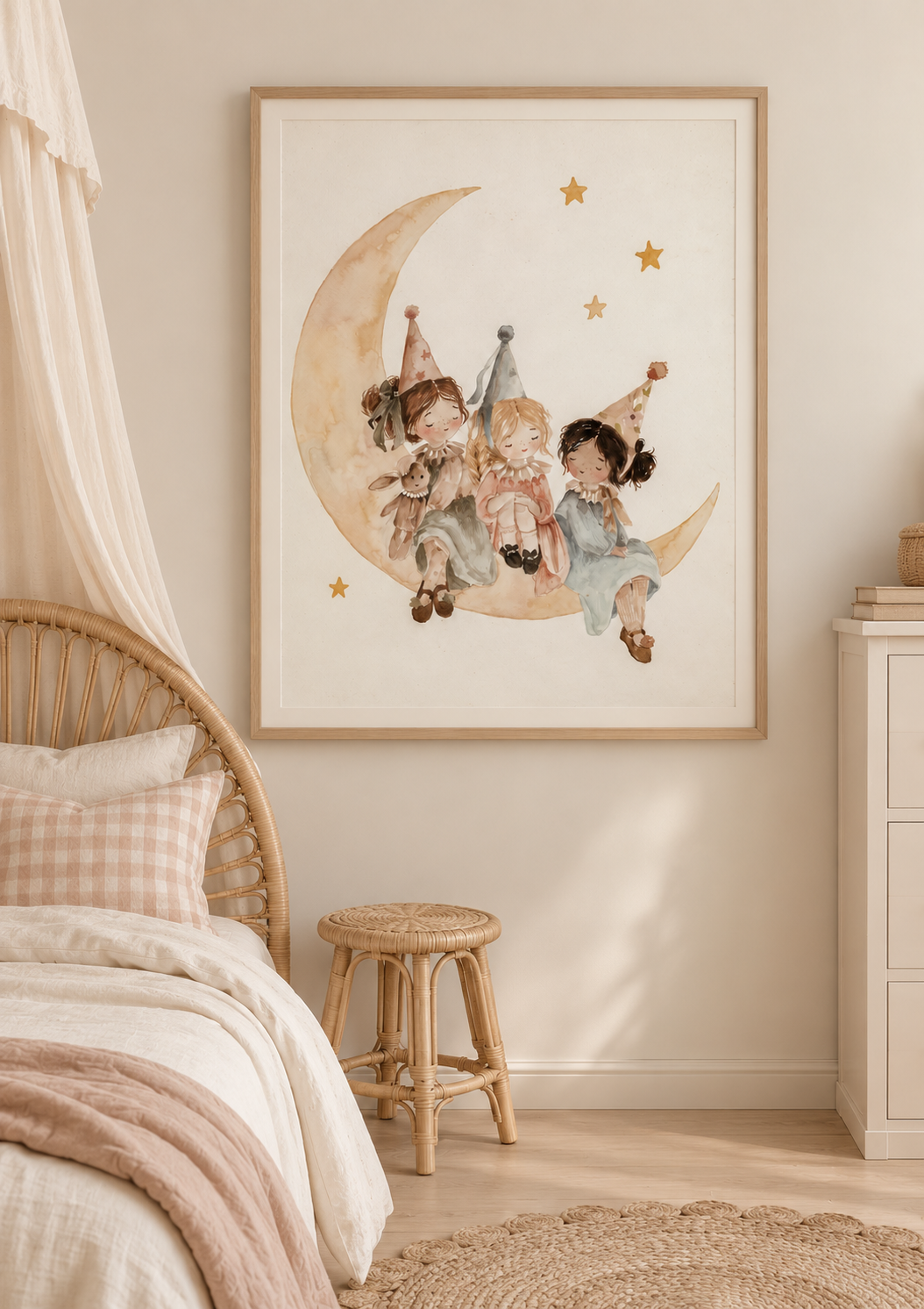 Hand-Painted Watercolor Art Print: Sky Girls | Digital Download