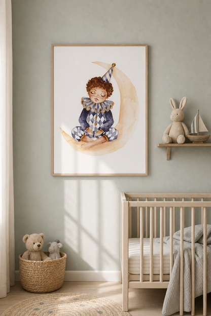 Hand-Painted Watercolor Art Print: Sleeping Boy | Digital Download