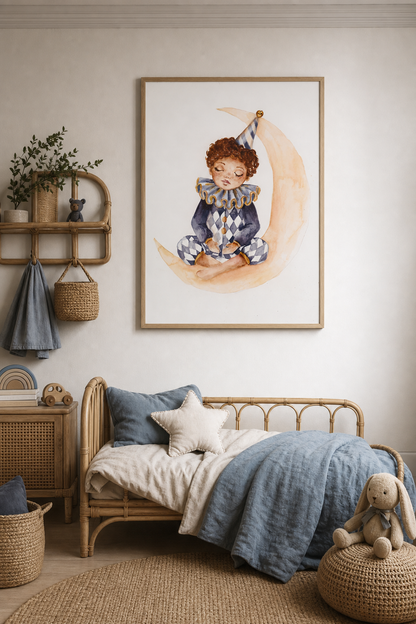 Hand-Painted Watercolor Art Print: Sleeping boy | Fine Art Poster