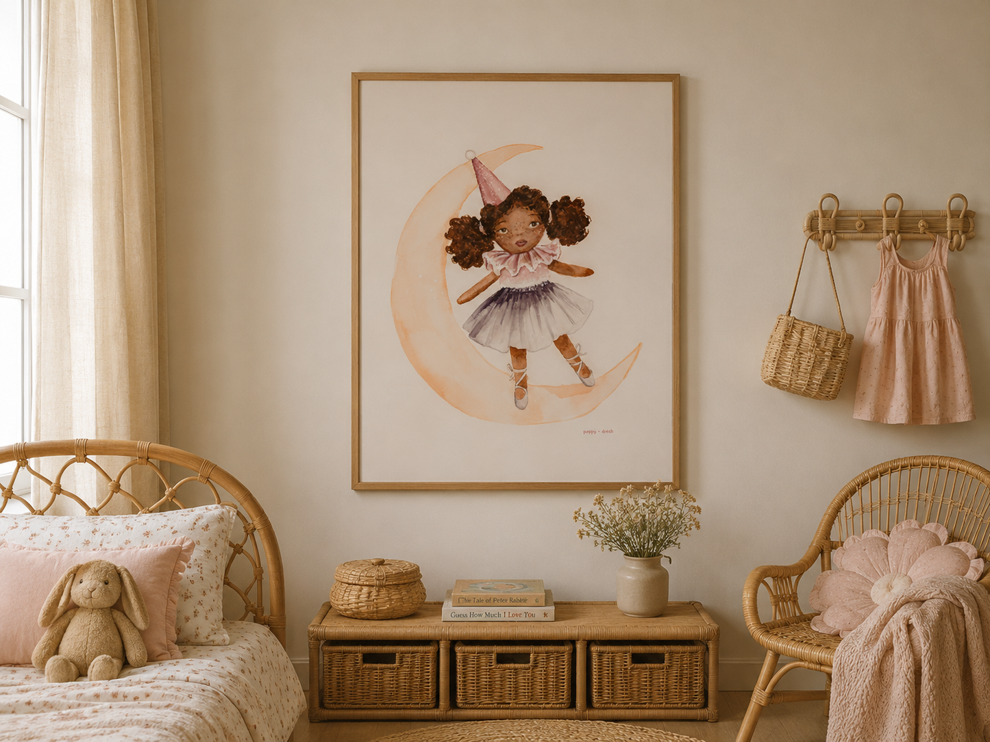 Hand-Painted Watercolor Art Print: Galaxy Girl | Poster print