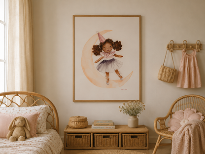 Hand-Painted Watercolor Art Print: Galaxy Girl | Poster print