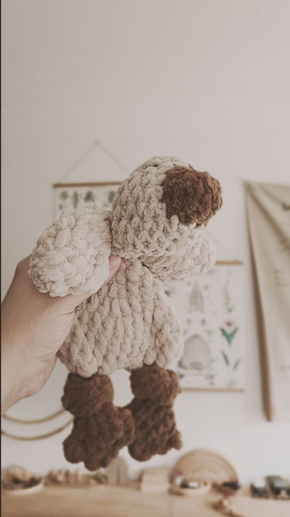 Beige Handmade Crochet Goose Knotted Lovey | Coffee & Cream Collection
