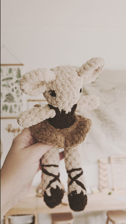 Handmade Crochet cream ballerina mouse with brown tutu | Coffee & Cream Collection