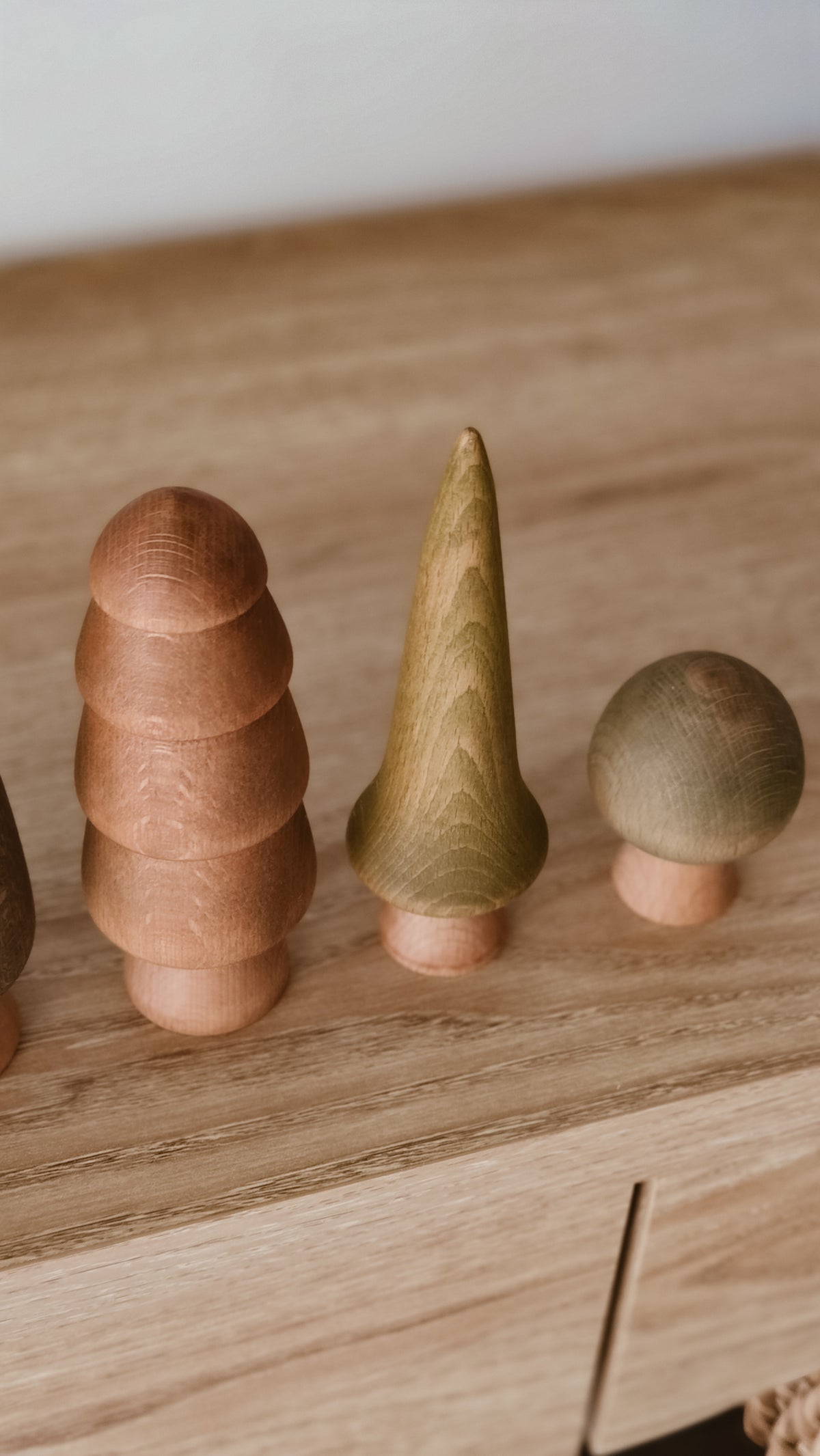 Hand Turned Wooden Tree Set | Natural European Beech Waldorf Toys | Forest Harvest Collection