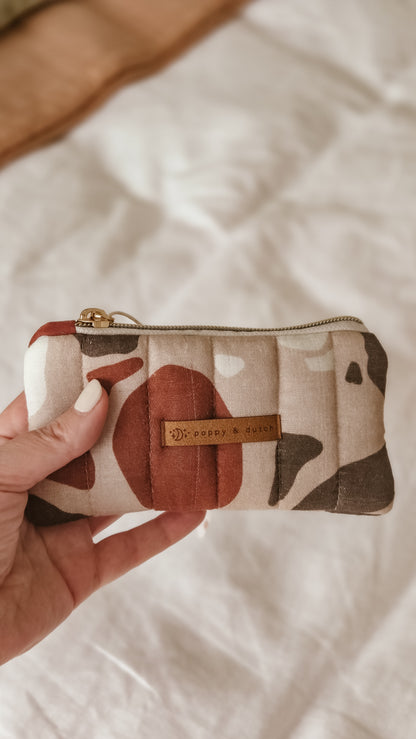 Brown camo Quilted Zipper Pouch | Coin & Treasure Purse