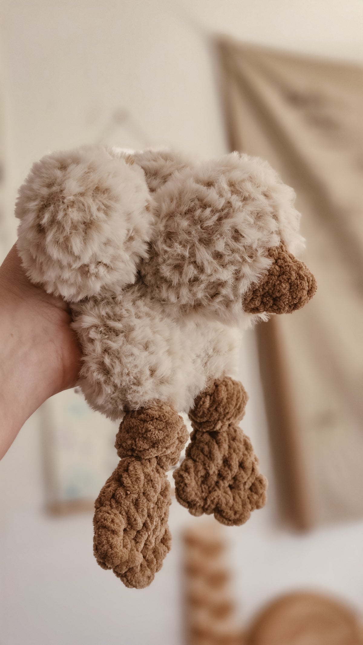 Beige Handmade Crochet fluffy Golden Goose Knotted Lovey
