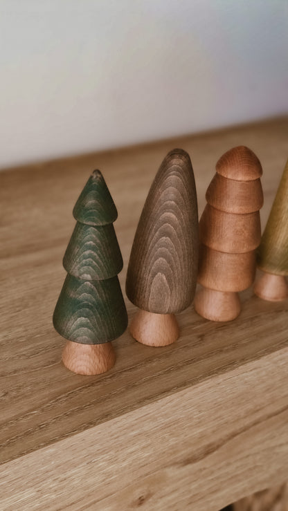 Hand Turned Wooden Tree Set | Natural European Beech Waldorf Toys | Forest Harvest Collection