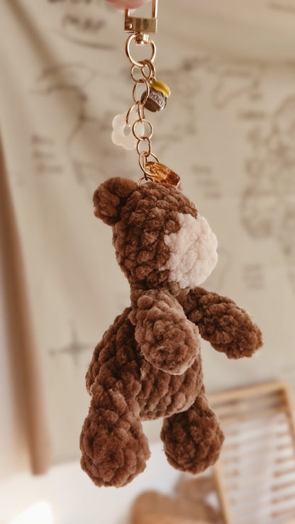 Handmade Crochet Bear + Honeypot Keychain