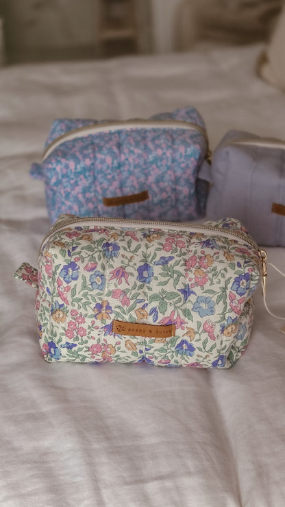 Floral Boxy Zipper Bag – Mini Nappy Bag, Makeup & Travel Pouch with Inner Pocket