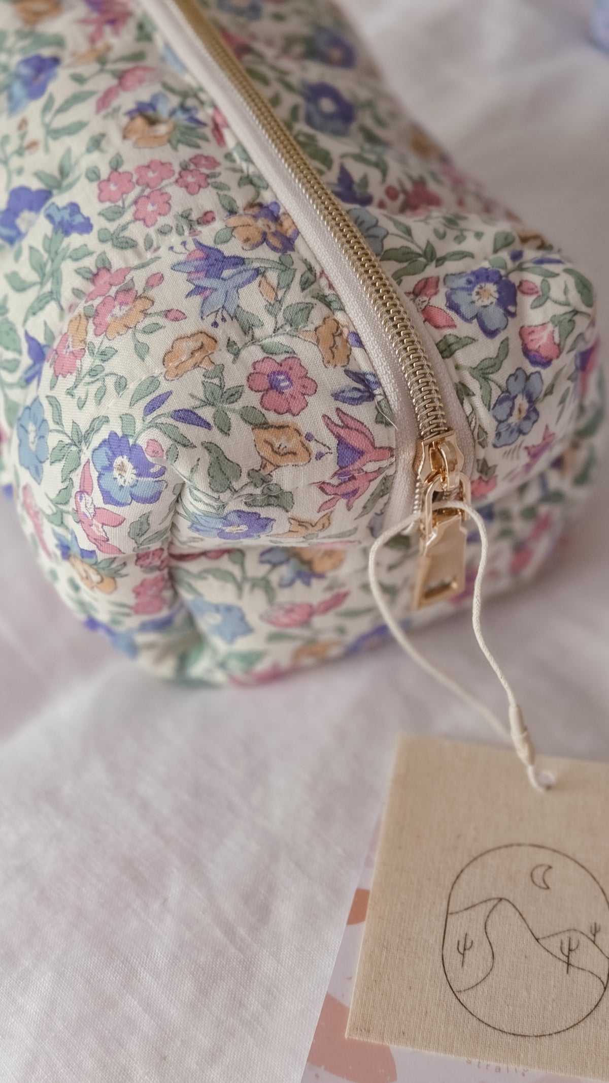 Floral Boxy Zipper Bag – Mini Nappy Bag, Makeup & Travel Pouch with Inner Pocket