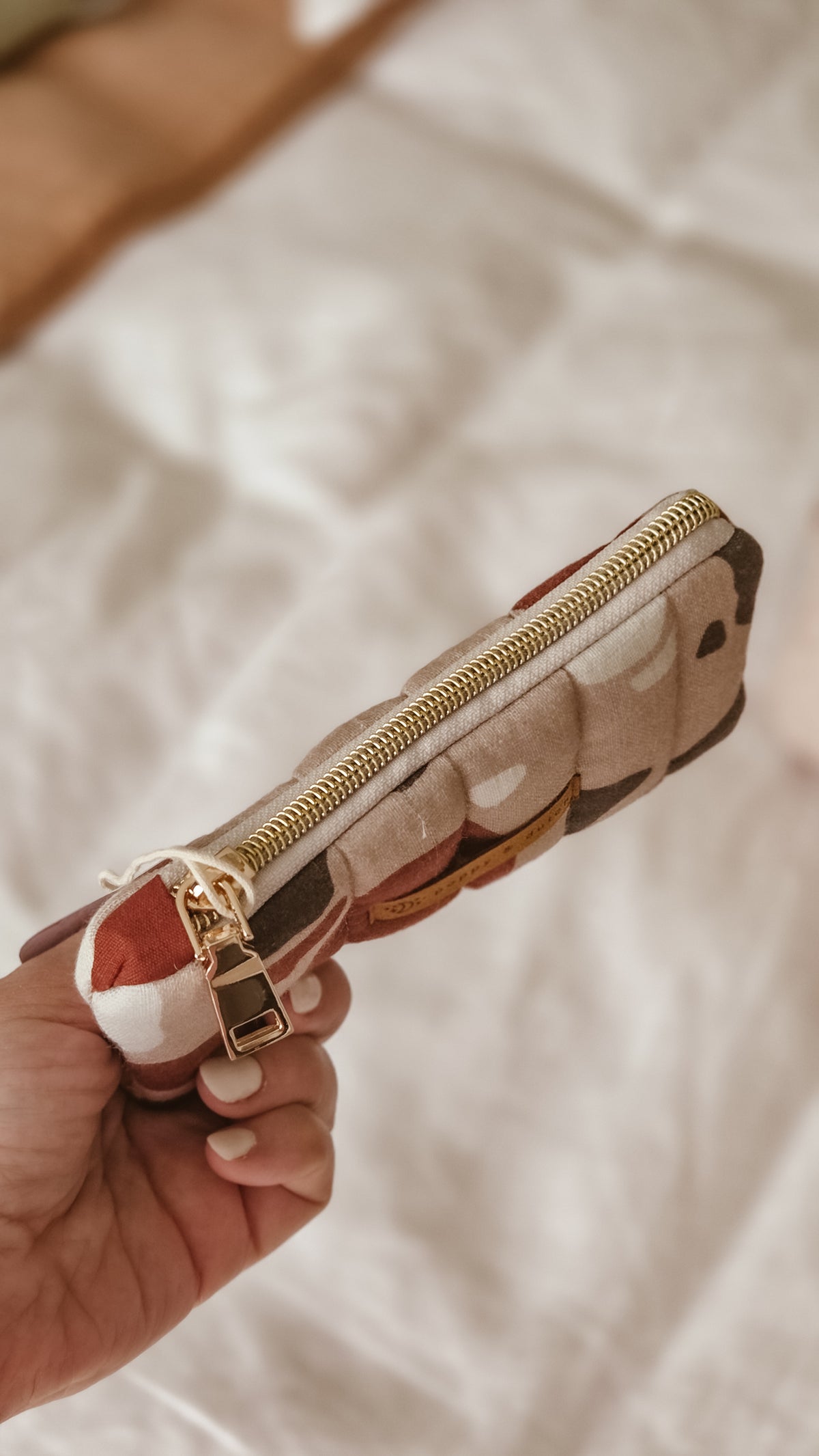 Brown camo Quilted Zipper Pouch | Coin & Treasure Purse