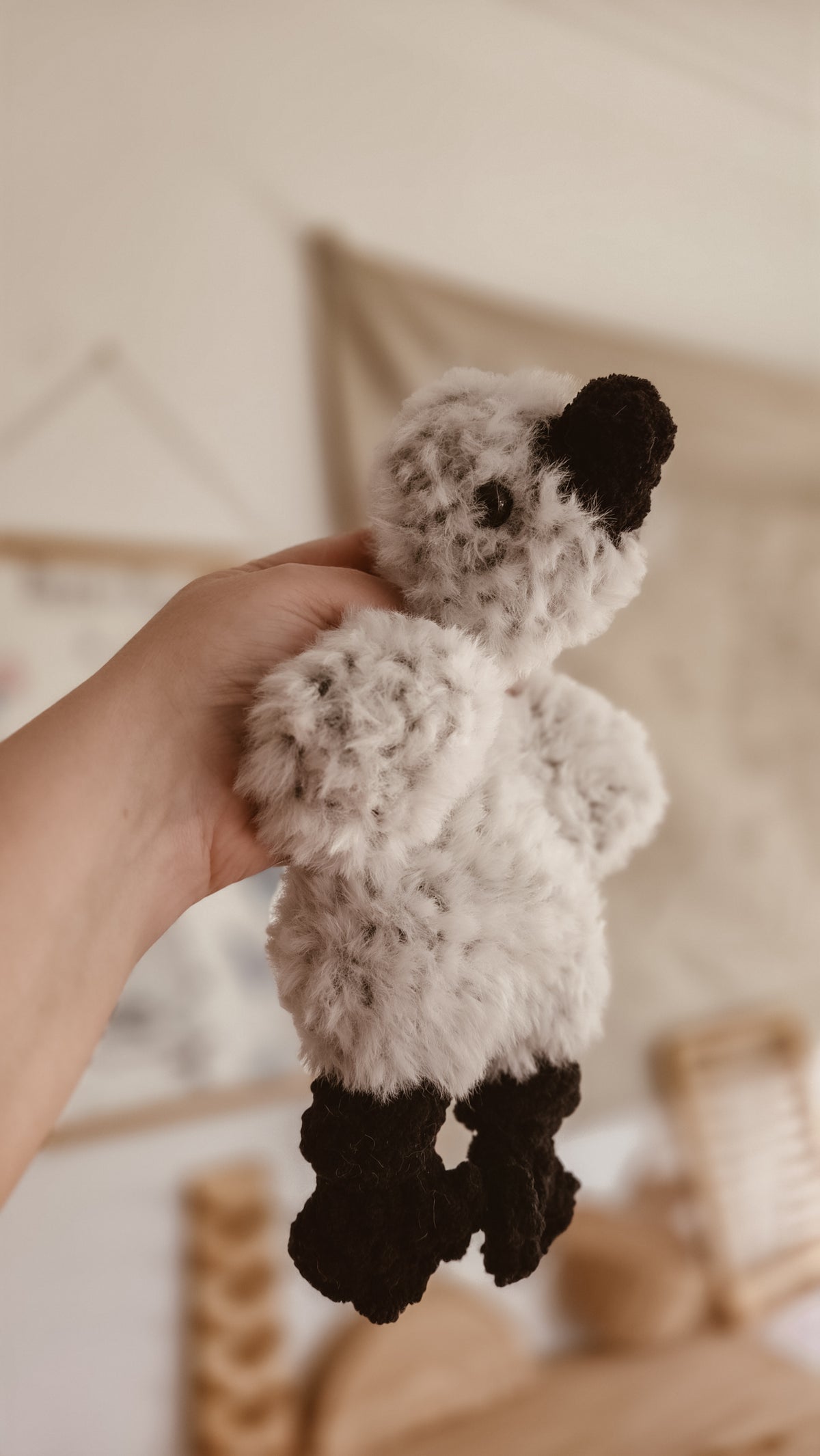 Grey Handmade Crochet fluffy Ugly Duckling Knotted Lovey