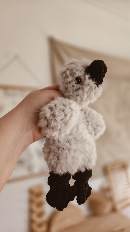 Grey Handmade Crochet fluffy Ugly Duckling Knotted Lovey