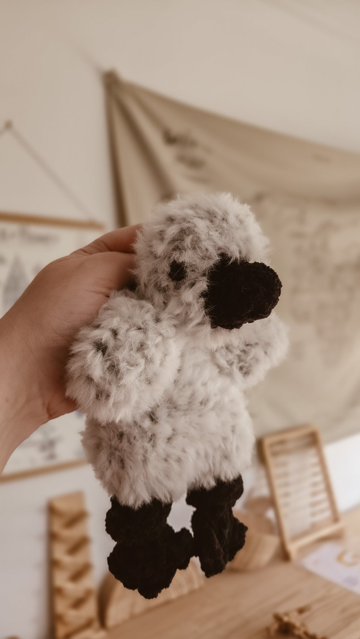 Grey Handmade Crochet fluffy Ugly Duckling Knotted Lovey