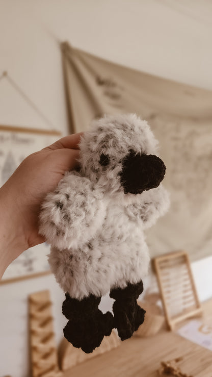 Grey Handmade Crochet fluffy Ugly Duckling Knotted Lovey