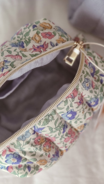 Floral Boxy Zipper Bag – Mini Nappy Bag, Makeup & Travel Pouch with Inner Pocket